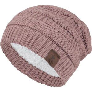 Women's Knit Pink Beanie‎ Winter Thick Solid Fleece Lined Beanie Unisex Hats